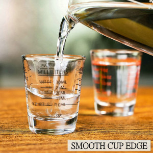 Set de 6 pahare gradate pentru shot-uri GLASSEY, sticla, transparent/negru, 4,8 x 6 cm, 30 ml