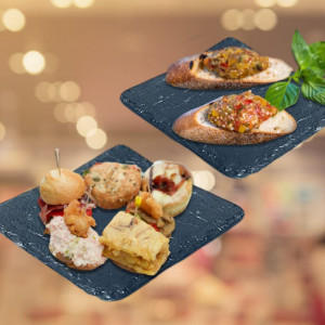 Set de 6 piese pentru aperitive HdHStore®, lemn/plastic