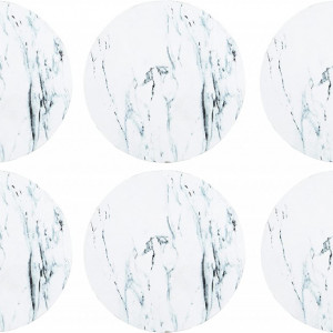 Set de 6 suporturi decorative pentru bauturi GE&BE, sticla, alb, 9 cm