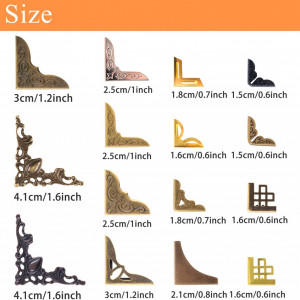 Set de 60 colturi metalice pentru carti KeaJuidy, multicolor, metal, 1,6 - 4,1 cm