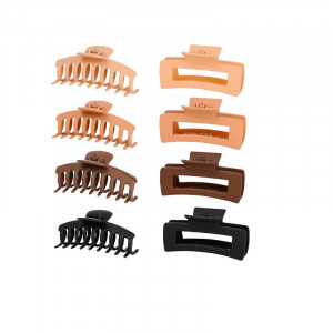 Set de 8 clame pentru par Du It Craft, plastic, bej/maro/negru, 11 cm