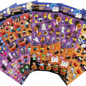 Set de 8 coli cu autocolante de Halloween LEMESO, multicolor, plastic, 22 x 9,5 cm