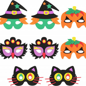 Set de 8 masti pentru Halooween ZERHOK, spuma, multicolor