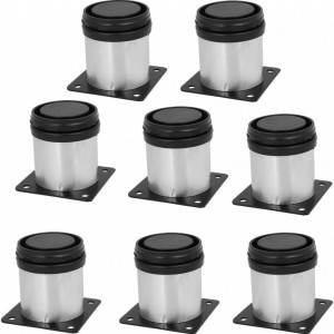 Set de 8 picioare reglabile pentru mobilier UXCELL, plastic/metal, negru/argintiu, 60 x 60 mm