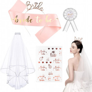 Set de accesorii pentru nunta Elezenioc, 5 piese, textil/metal, multicolor, 80 cm / 180 cm / 18,5 cm / 15 cm