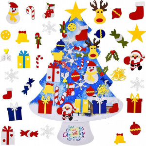 Set de brad pentru Craciun cu 26 de ornamente detasabile BLAZOR, pasla, multicolor, 70 x 103 cm