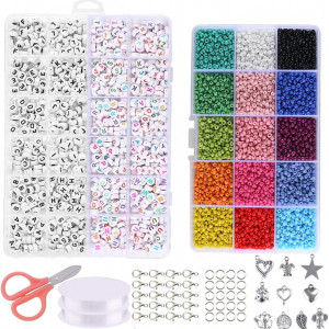 Set de creatie bijuterii MEIRUIER, 8700 piese, sticla/plastic/metal, multicolor, 3 mm