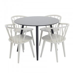 Set de o masa si 4 scaune Metzger, metal / lemn masiv