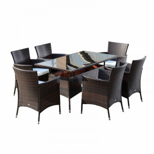 Set de o masa si 6 scaune de gradina Kindred, ratan