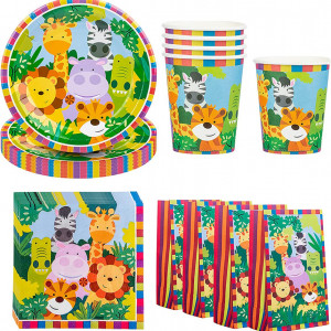 Set pentru petrecere Formemory, tematica jungla, hartie/carton, multicolor, 68 piese