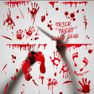 Set stickere pentru Halloween Diko, PVC, rosu, 9 piese