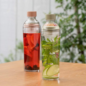 Sticla pentru ceai Hario, silicon, transparent/roz fumuriu, 400 ml,