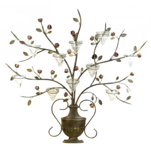 Suport pentru lumanari, auriu/transparent, 78 x 78 x 8 cm