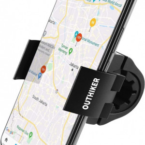 Suport telefon pentru bicicleta OUTHIKER, aluminiu, negru, 52 x 52 cm