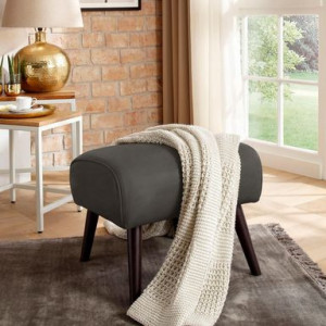 Taburet Home Affaire, piele sintetica, gri inchis/maro inchis