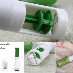 Taietor de fructe/legume pentru salata, verde/alb, otel inoxidabil/plastic, 20 x 7.5 x 7 cm