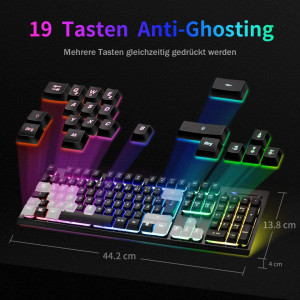 Tastatura multimedia Shenzhen Zhuoyi Electronics Co. Ltd cu cablu USB 1.7 m, iluminare cu LED, multicolor