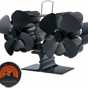 Ventilator cu alimentare termica Paauzoeng, aliaj de aluminiu, negru, 21,2 x 14 cm