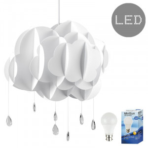 Abajur pandantiv, acril, alb, 65cm H x 43cm W x 50cm D