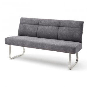 Banca tapitata Julia, piele sintetica/ metal, antracit, 88 x 180 x 66 cm