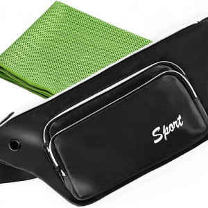 Borseta sport CYchen, nailon, negru/alb, 36 x 17 x 22 cm