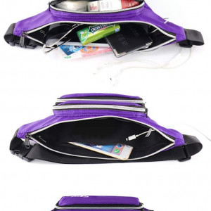 Borseta sport CYchen, nailon, negru/violet, 36 x 17 x 22 cm