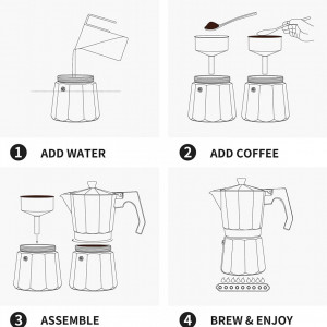 Cafetiera italiana Wedrink, aluminiu, argintiu/maro, 22 x 20 x 10 cm, 450 ml