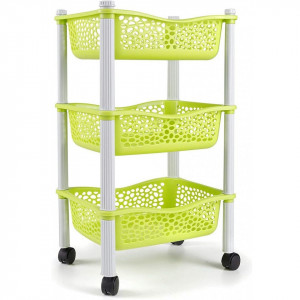Carucior de depozitare Maxi Nature, plastic, alb/verde, 40 x 68 cm
