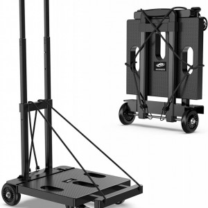Carucior pentru transport SPACEKEEPER, otel inoxidabil/poliuretan, negru, 32,5 x 38,5 x 84,9 cm