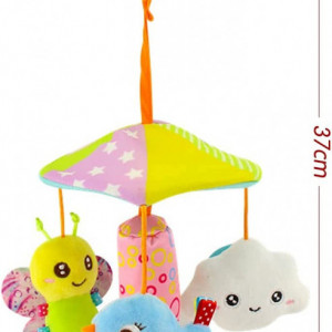 Carusel pentru patut Aprilye, catifea, multicolor, 37 x 16 cm