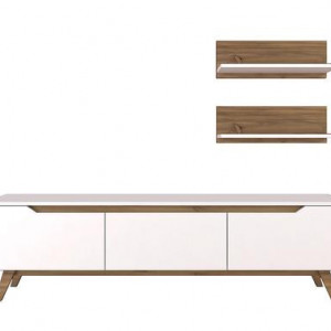Comoda TV cu 2 rafturi M48, PAL, alb/maro