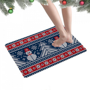 Covoras de baie pentru Craciun Anyingkai, textil, rosu/albastru/alb, 40 x 60 cm