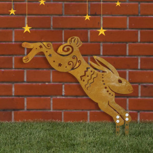 Decoratiune de gradina iepurasul de Paste WILDPARTY, metal, maro, 32 x 13,5 cm