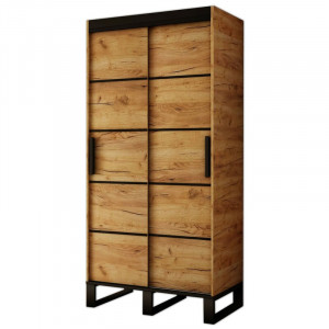 Dulap Fromberg, MDF, maro/negru, 212 x 100 x 62 cm