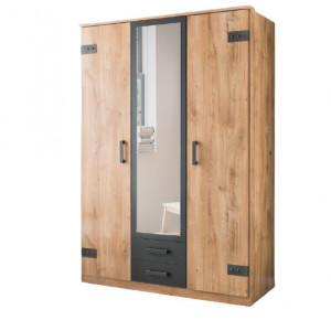 Dulap Granillo, PAL, maro/negru, 199 x 135 x 58 cm