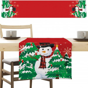 Fata de masa de Craciun AinDen, multicolor, textil, 180 x 33 cm