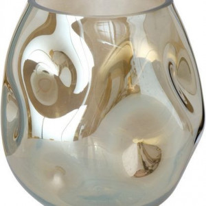 Felinar decorativ Andas, sticla, auriu, 30 x 30 x 30 cm