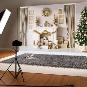 Fundal foto pentru Craciun YongFoto, vinil, multicolor, 2x 3 m