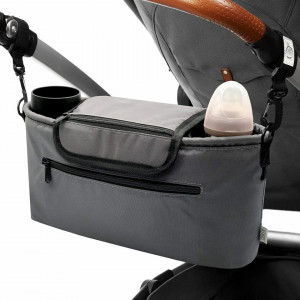 Geanta pentru carucior BIMAX, textil, gri, 37 x 12 x 17 cm
