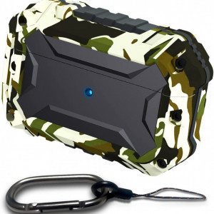 Husa de protectie compatibilacu AirPods Pro FLYKREARK, aliaj aluminiu/silicon, camuflaj, 8 x 5,3 x 2,6 cm