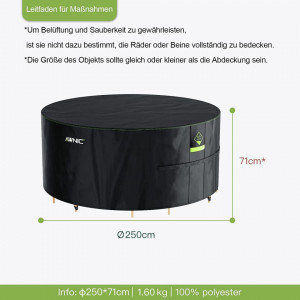 Husa pentru mobilier de gradina Awnic, tesatura Oxford, negru, 71 x 250 cm