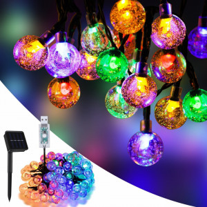 Instalatie cu incarcare solara OOWOLF, USB, 100 LED-uri, multicolor, IP65 , 10 m