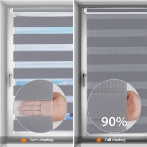 Jaluzea duo pentru fereastra Sekey, poliester, gri, 80 x 150 cm