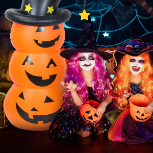 Jucarie gonflabila de Halloween LEOHOME, dovleac, PVC, portocaliu/negru, 140 x 60 cm
