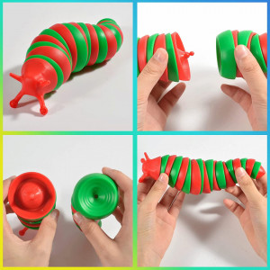 Jucarie senzoriala antistres Vibbang, rosu/verde, melc, plastic, 8,5 cm
