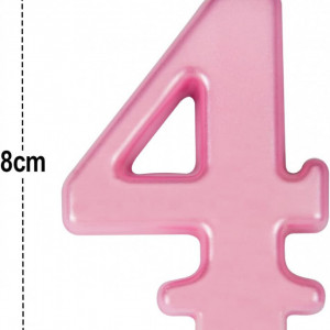 Lumanare pentru tort numarul 4 UVTQSSP, ceara, roz, 8 cm