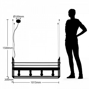Lustra tip pendul Grisela, metal, negru, 101,5 x 20 x 150 cm