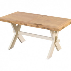 Masa extensibila Avignon, lemn masiv, maro/crem, 165/215 x 77 x 141 cm