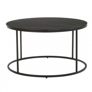 Masuta de cafea Antigua, blat din sticla, efect marmura/ negru, 80 x 45 cm