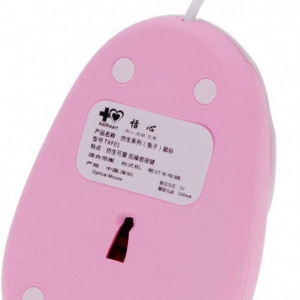 Mouse optic cu fir BestFire, aspect de iepuras, roz, 1200DPI